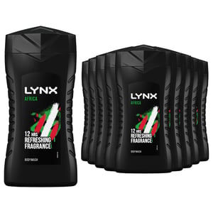 Lynx Africa Refreshing Energy Boost Shower Gel Body Wash, 15x 50ml