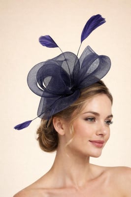 Flower & Feathers Fascinator Hat with Headband & Clip