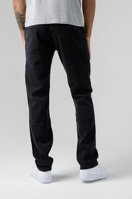 Black Organic Cotton Blend Slim Fit Straight Leg Mid-Rise Denim Jeans