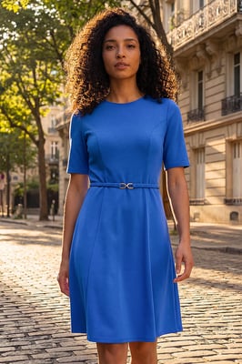 Belted Fit & Flare Dress