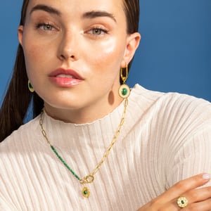 Luxenter Malakit-halsband i 18K gult guld - Mossir