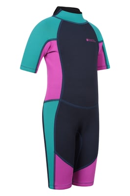 Kids Shorty Wetsuit Neoprene Fabric Flat Seams Surf Diving Swimwear Purple