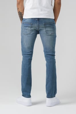 Blue Organic Cotton Blend Skinny Mid-Rise Denim Jeans