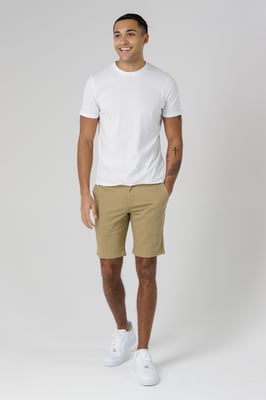 Beige Organic Cotton Slim Fit Chino Shorts