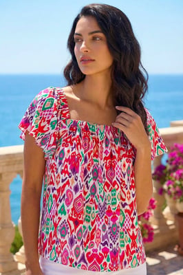 Zig Zag Ruffle Top