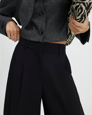 River Island Womens Trousers Black Pleated Barrel Leg Zip
