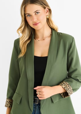 Contrast Animal Edge to Edge Blazer