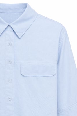 Korte Mouw Crop Poplin Shirt