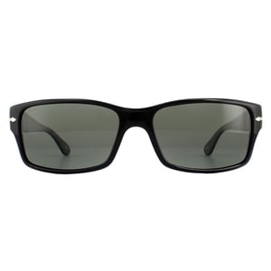 Persol Rectangle Mens Black Green Polarized Sunglasses