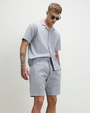 River Island Mens Shorts Blue Slim Fit Jacquard Textured Drawstring