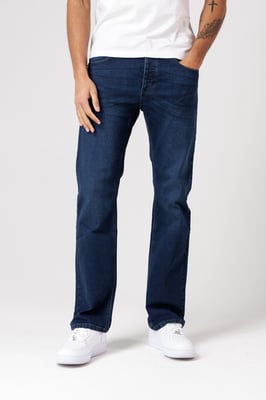 Blue Cotton Straight Leg Stetch Denim Jeans