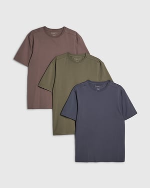 River Island Mens T-Shirt Navy Muscle Fit 3 Pack Crew Neck