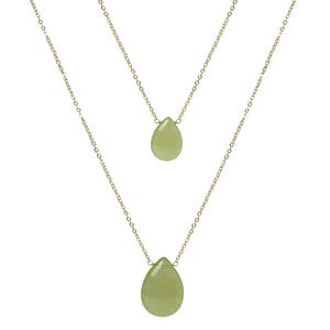 Luxeketting, metaallegering, abelia en groene jade, 18K vergulde afwerking