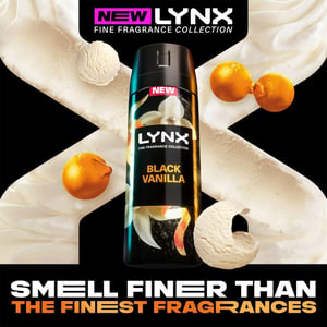 Lynx Fine Fragrance Collection Black Vanilla Deodorant Body Spray 150ml, 12 Pack