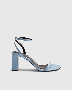 River Island Womens Heels Blue Mid Block Buckle Strap Backless