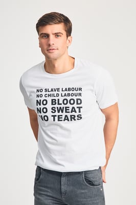 White Organic Cotton Crew Neck Short Sleeve Graphic Print T-Shirt