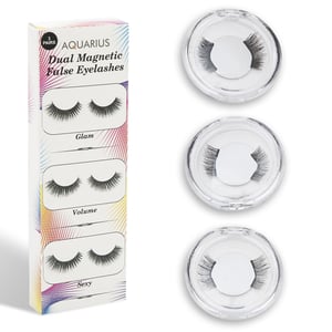 Aquarius Double Glam Volume and Sexy Magnetic Eyelash Giftset for Her, 3Pair