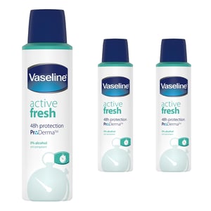 Vaseline ProDerma Antiperspirant Deodorant Active Fresh 150ml, 3 Pack
