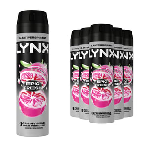 Lynx Anti-Perspirant Epic Fresh 72H Sweat & Odour Protection Deodorant, 6x200ml