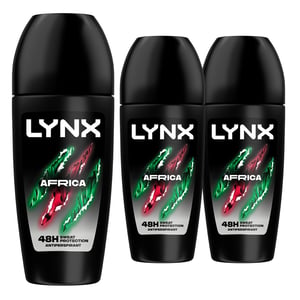 Lynx Africa Anti Perspirant Roll On 48 Hours Anti Sweat Protection 50ml, 3 Pack