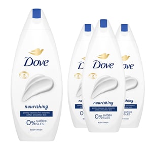 Dove Hydrate Body Wash 0% Sulfate SLES for Softer & Smoother Skin 225ml, 4 Pack
