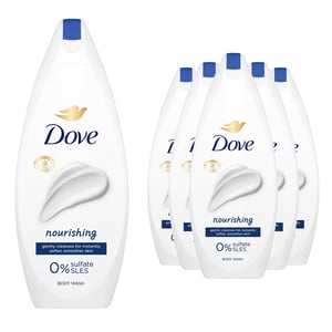 Dove Hydrate Body Wash 0% Sulfate SLES for Softer & Smoother Skin 225ml, 6 Pack