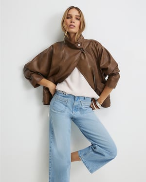 River Island Womens Cropped Jeans Blue High Waisted Wide Leg
