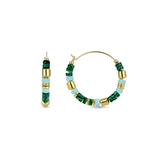 Luxent Sterling Zilver 925 Oorbellen met Malachiet in 18K Geel Goud - Ihun