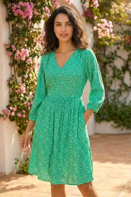 Dusk Ditsy Floral Print V-Neck Dress