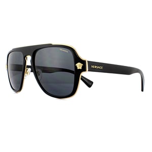 Versace Aviator Mens Black Grey Polarized Sunglasses