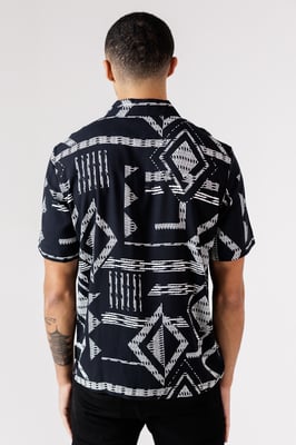 Black Tribal Print Short Sleeve Shirt