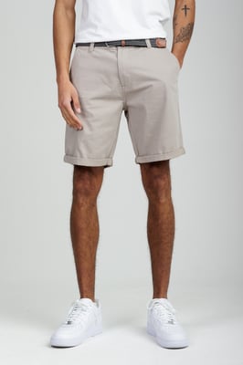 Stone Cotton Belted Chino Shorts
