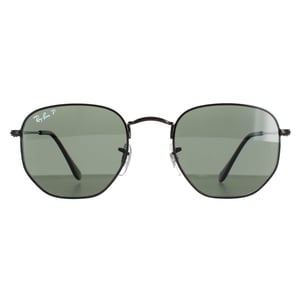 Ray-Ban Square Unisex Polished Black/Green Polarized Hexagonal RB3548N Sunglasses