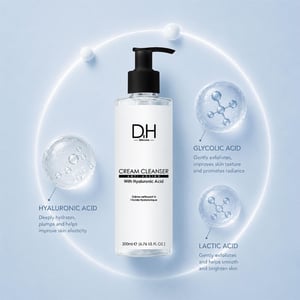 Dr H Advanced Cream Cleanser with Hyaluronic Acid 200ml for Dryness, Fine Lines, Wrinkles, Acne, Blemishes
