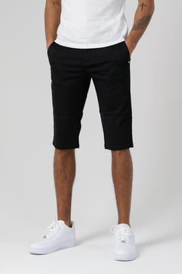 Black Organic Cotton Slim Fit Chino Shorts