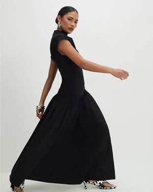 River Island Womens Maxi Dress Petite Black Short Cap Sleeve