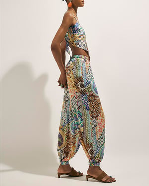 River Island Womens Trousers Blue Tile Print Hareem