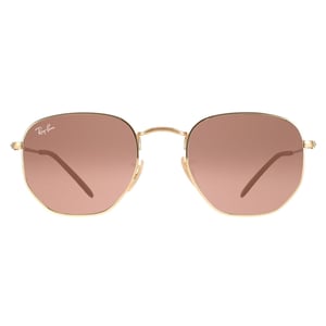 Ray-Ban Square Unisex Polerat guld Brun Gradient Hexagonal RB3548N