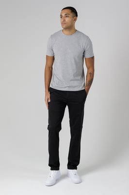 Black Organic Cotton Blend Slim Fit Classic Chinos