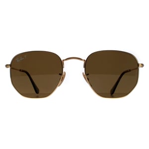Ray-Ban Zonnebril Hexagonal 3548N 001/57 Goudbruin Gepolariseerd 51mm