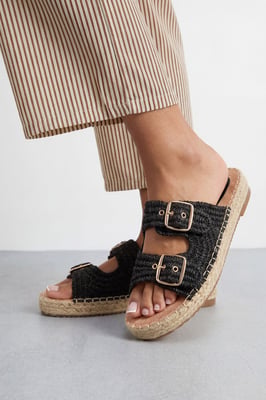 Faith: Elissa Textured Double Buckle Footbed Sandals