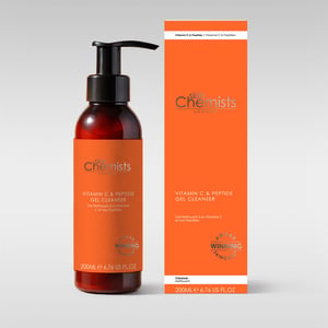 skinChemists Vitamin C & Peptide Anti-Ageing Gel Cleanser 200ml for Brightening, Dark Spots, Loss of Firmness