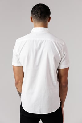 White Cotton Short Sleeve Oxford Shirt