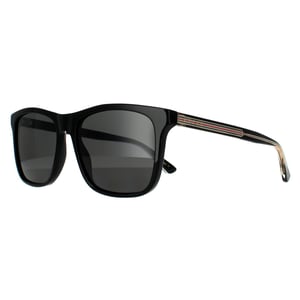 Gucci Rectangle Mens Black Grey Polarized Sunglasses
