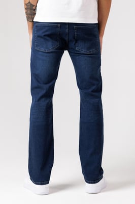 Blue Cotton Straight Leg Stetch Denim Jeans