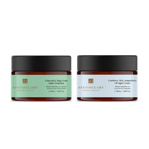 Dr. Botanicals Juniperberry Oil Anti-Ageing Night Cream + Zingy Fruits Charcoal Mask Treatment Kit for Fine Lines, Wrinkles, Dullness
