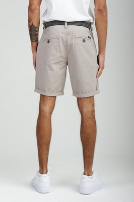 Stone Cotton Belted Chino Shorts