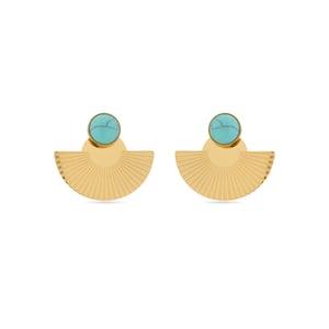 Luxenter Turquoise oorbellen afgewerkt in 18K geel goud- Ria