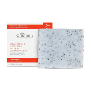 skinChemists Strawberry & Anti-Ageing Poppy Seed Cleansing Bar 100g for Fine Lines, Wrinkles, Dullness
