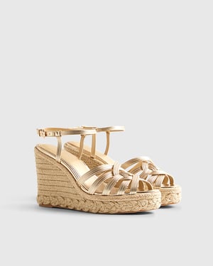 River Island Womens Wedge Sandals Gold Caged Design Heel Buckle